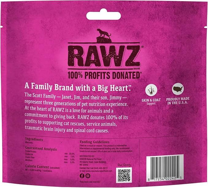 Rawz Raw Freeze Dried Minnows Crunchy Cat Treats - 1 Ounce Bag