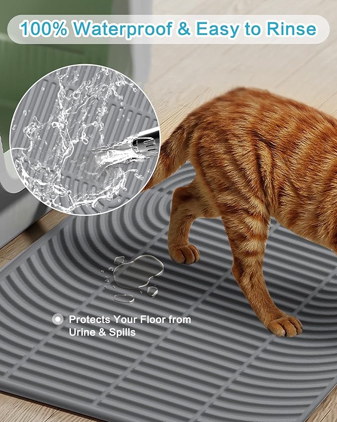 Silicone Cat Litter Mat XL, 47'' x 35'', Extra Large Waterproof Trapping Mat for Litter Box, Easy Clean & Non-Slip