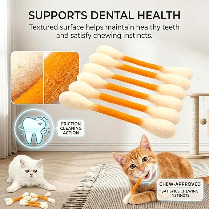 6 PCS Swabs Cat Toys with Catnip,Cat Qtip Toy,Cotton Swabs Cat Toys with Catnip,Durable for Chew,Interactive Kitty Kick Sticks for Cat Lovers Gift,Sturdy Teething Chew Toy