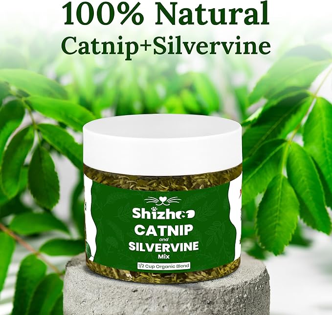 Catnip Silver Vine Blend for Cats & Kittens, Non-Toxic Freshly Dried and Dual Stimulation Formula Organic Silvervine Haze & Cat nip for Cats to Activate Your Kitty's Playful Side