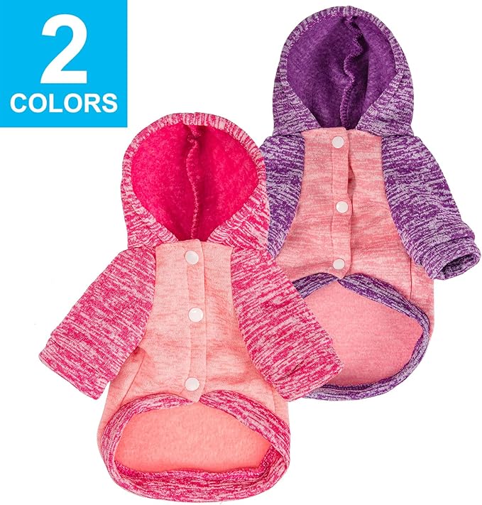 Dog Sweater, Dog Sweaters for Small Dogs, 2, 3 Pack Warm Soft Pet Clothes for Puppy, Medium Large Cat, Dogs Girl or Boy, Dog Shirt for Winter Christmas (Hoodie Pink,Purple+Pink,Rose, Small)