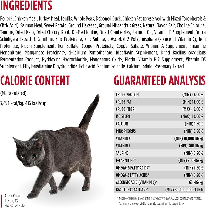 Nulo FreeStyle Senior Dry Cat Food - Alaska Pollock & Sweet Potato, High Protein, Natural Grain Free Cat Food with Probiotics and L-Carnitine, 4lb Bag