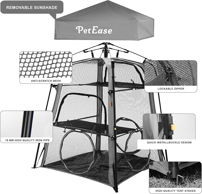 Cat Tower Tent,Outdoor Patio Cat Enclosures with Breathable Mesh,Indoor Playpen Portable Exercise Tent