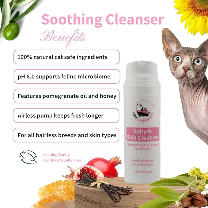 Sphynx Cat Skin Care Duo, 100% Natural, Exclusively for Hairless Cats, Gentler Than Shampoo!