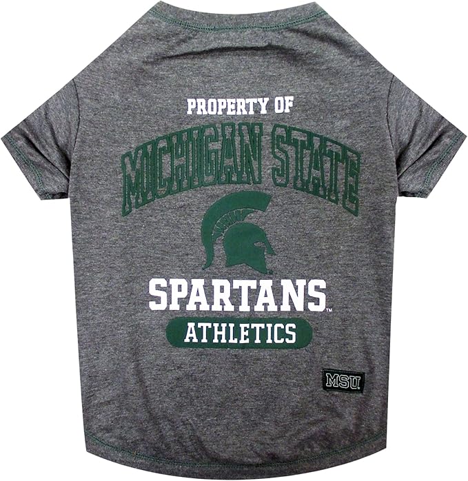Pets First Collegiate MICHIGAN STATE SPARTANS Dog T-Shirt, X-Small. - Licensed Shirt for Pets Team Colored with Team Logos.- Premium Stretchable Materials for the Comfrot of your Dog & Cat.