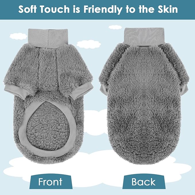 Sphynx Cat Sweater, Hairless Cats Turtleneck Pullover Kitten Sweaters for Cats Only, Warm and Soft Cat Pajamas Shirt with Sleeves Pet Winter Clothes Fleece Jumpsuit for Puppy, Grey L