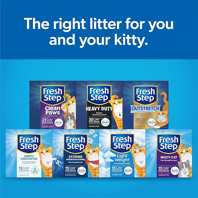 Fresh Step Odor Shield Scented Litter with the Power of Febreze, Clumping Cat Litter, 25 Pounds (Package May Vary)