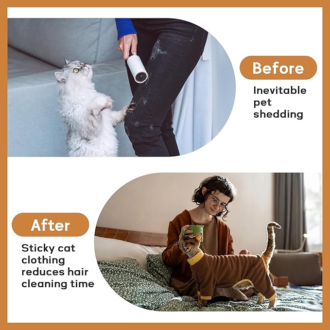 PUMYPOREITY Cat Behavior Control Sweater – Stops Licking & Over-Grooming, Anti-Anxiety Shirt, Escape-Proof, Breathable Pet Clothing for Shedding & Skin Protection, Brown, M