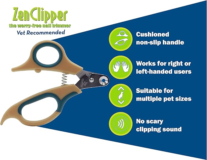 Zen Clipper Pet Nail Clipper for Dogs – Dog Nail Clipper for Safer Dog Grooming and Nail Care - Clean, Quiet, and Easy-to-Use Stainless Steel Dog Nail Trimmer - (3.5mm Hole)