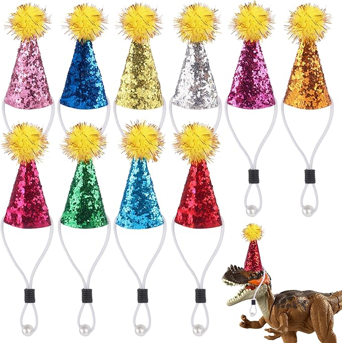10pcs Mini Party Hats for Stuffed Animals Dog Cat Birthday Party Hat Rabbit Dinosaur Toy Animals Hat Pet Grooming Costume Accessories