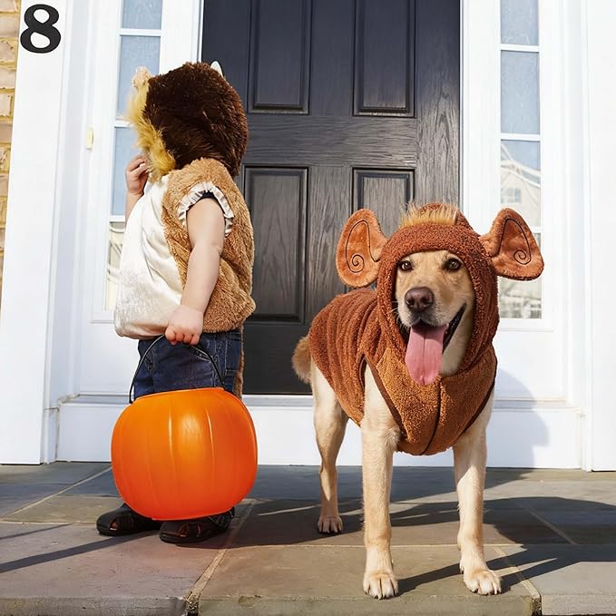 FLAdorepet Halloween Dog Monkey Costume for Small Large Breed Dogs,Winter Warm Pet Coat Funny Cat Clothes Hoodie for Labrador Bulldog Chihuahua Yorkie (3XL)