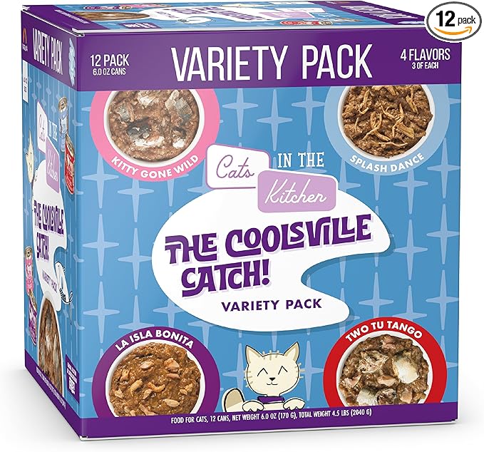 Weruva Cats in The Kitchen, The Coolsville Catch! Variety Pack, 6oz Can (Pack of 12)