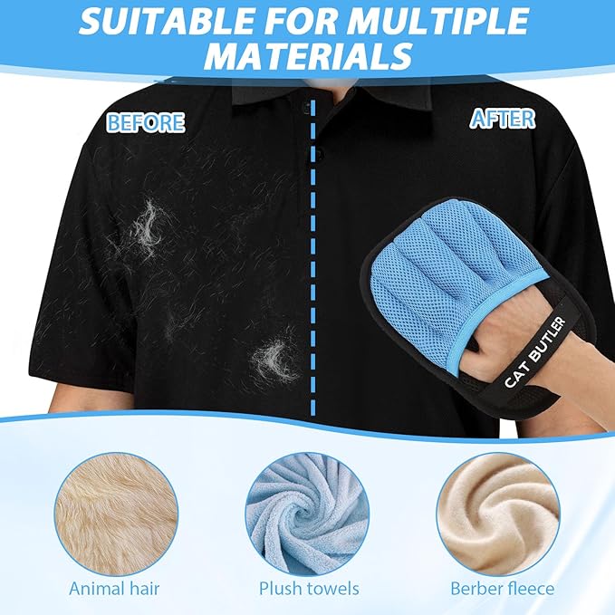 New Upgrade Electrostatic Gloves Pet Hair & Pet Hair Removal Glove for Cats ＆ Dogs - Reusable Grooming Mitt for Efficient Shedding Control