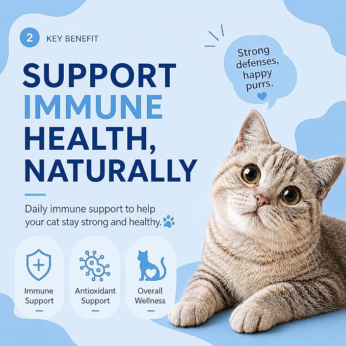PAWLI Immune Support Lickable Cat Treats, Squeeze Cat Treats for Daily Immune Health & Vitality, Cat Treats with Vitamins & Nutrients, Grain-Free, 7 Count (3.5 oz Total)