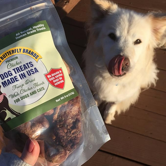 Freeze Dried Chicken Heart Dog Treats Made In USA. All Natural Freeze-Dried Raw Snacks for Dogs and Cats. One Ingredient. High Protein. Heart Health. Irresistible Training Treat