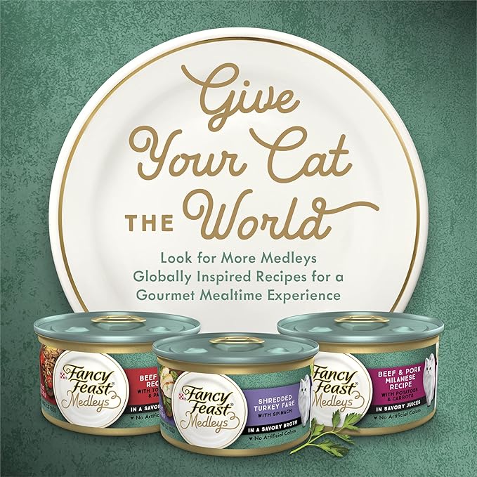 Purina Fancy Feast Wet Cat Food Variety Pack, Medleys Taste of Italy With Garden Greens in Sauce - (Pack of 30) 3 oz. Cans
