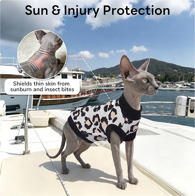 PUMYPOREITY Sphynx Cat Clothes: Stretchy Sweater, Soft Hairless Shirt, Pullover Pajamas, Turtleneck for Sphynx Cornish Rex, Devon Rex - Black, L