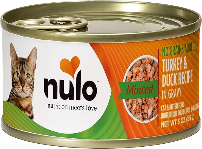 Nulo Canned Wet Cat Food - Minced Turkey & Duck Recipe in Gravy, High Protein Grain-Free Cat Food for Indoor & Outdoor Kittens and Adults, 3oz Cans (24 Pack)