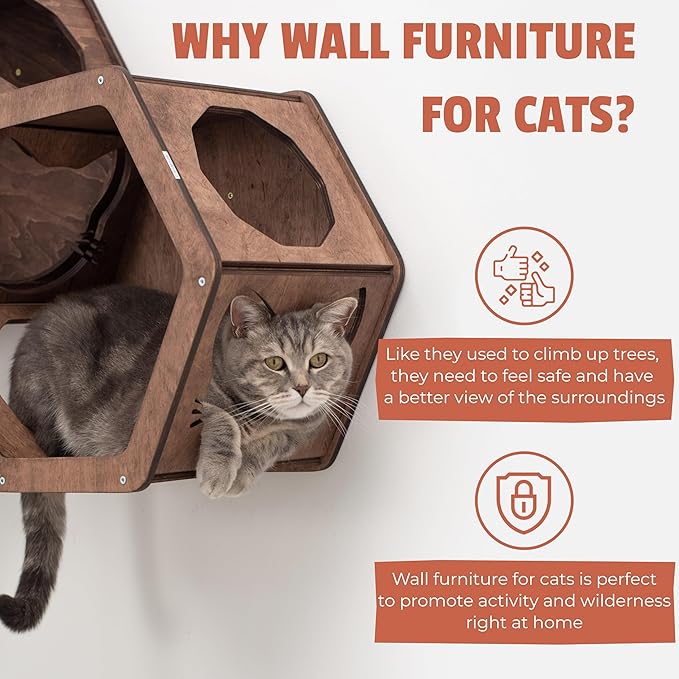 Wall Cat Shelves Wood Cat Wall Shelves Furniture - Wooden Shelf Wall Mounted Furniture - Indoor Cats Rustic Decor Lover Gift