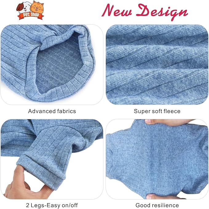 Idepet Sphynx Hairless Cats Sweater Shirt Kitten Soft Puppy Clothes Pullover Cute Cat Pajamas Jumpsuit Cotton Apparel Pet Winter Turtleneck for Cats and Teacup Chihuahua Small Dogs(Blue,XL)