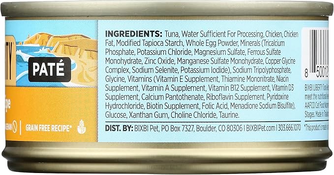 BIXBI Liberty Canned Wet Cat Food - Grain Free, Tuna Pate Recipe, 2.75 Ounce (Pack of 24)