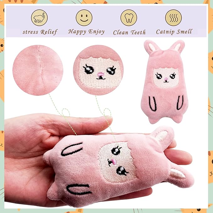 Cat Toys for Indoor Cats Kittens Interactive Pillow Catnip Toys with Bell Cat Plush Toy 6 Pcs