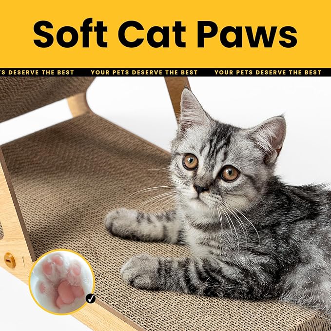 Conlun Cat Scratcher Cardboard with Wood Frame, 3-in-1 Vertical & Horizontal Scratching Pad, Reversible Cat Scratch Board, Durable Furniture Protector for Kittens & Small Cats