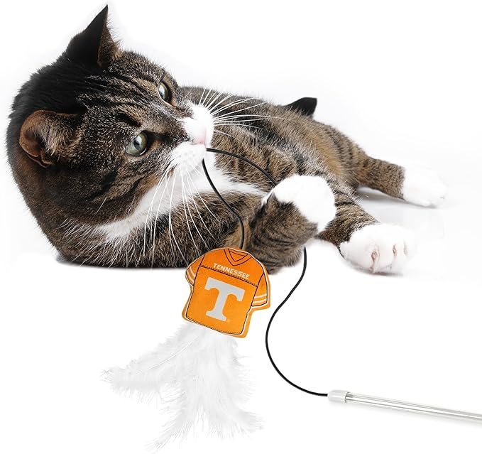 NCAA Tennessee Volunteers Team Jersey Wand with CAT NIP, Cat Toy Jersey Shaped Plush Teaser Toy for Cats & Kittens - Interactive Pet Toy for Play & Exercise