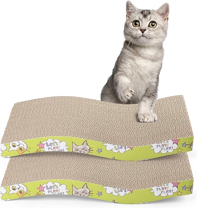 PrimePets Cat Scratchers Cardboard, Curved Shape Cat Scratch Pad, Cat Scratching, Corrugated Board Reversible with Catnip for Indoor Cats