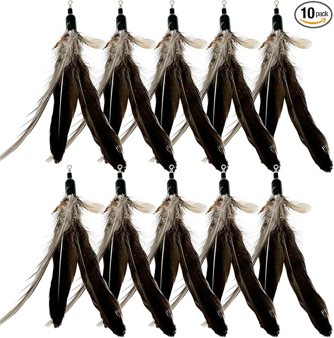 Cat Feather Toys Refills, 10 Pieces Natural Da Bird Feathers Refills, Cat Wand Replacement Feathers for Cat Toy