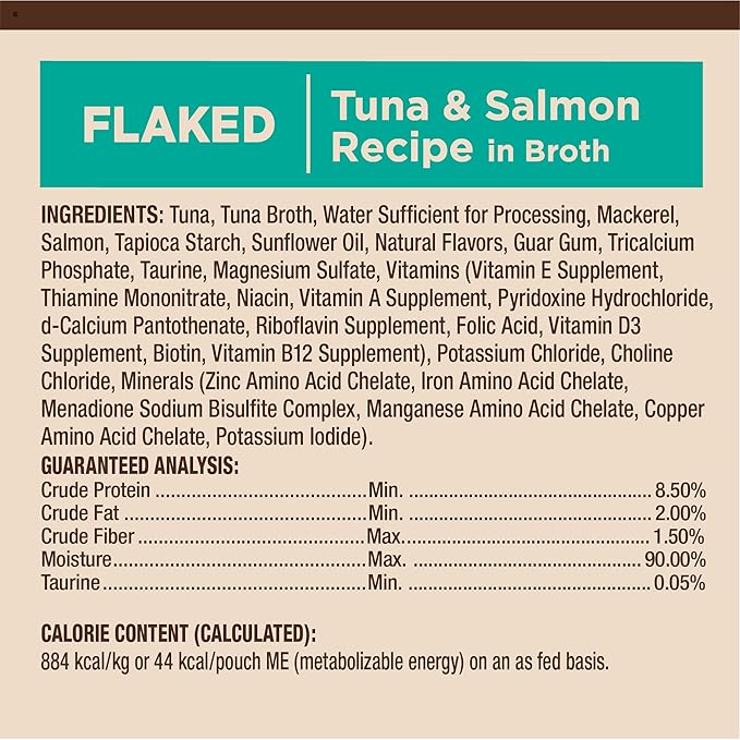Wellness CORE Tiny Tasters Flaked Adult Wet Cat Food, Natural, Protein Rich, Grain Free, Tuna and Salmon Recipe, 1.75 oz, Pack of 12 Pouches
