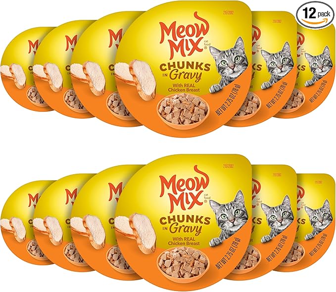 Meow Mix Chunks in Gravy Wet Cat Food, Chicken Breast, 2.75 Ounce (Pack of 12)