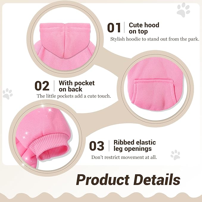 Pet Hoodie Dog Sweater for Small Dogs Girl Boy, Winter Puppy Sweatshirts with Pockets Hood, Warm Fleece Lined Dog Clothes Chihuahua Coat Clothing Puppy Cat Custume, XL