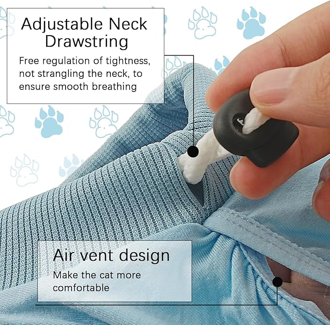 Cat Surgery Recovery Suit - M Size Blue, Soft and Breathable Material for a Cozy Recovery, Effortless to Wear and Perfect for Post-Op Care
