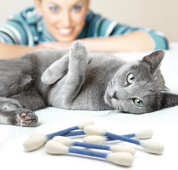 Glaciart One Swabs Cat Toys with Catnip - 6 Pk | Durable for Chew, Cute Cat Toys Interactive Kitty for Boredom, Exercise, & Play | Filled w/Organic Catnip for Anxiety & as Digestive Aid | Gift Idea