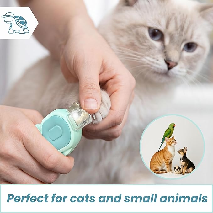 LED Cat Nail Clippers for Cats & Small Pets, Lighted Pet Nail Trimmer, Illuminates Quick for Safe Cutting, Stainless Steel Blades, Removable Nail Catcher & File (Blue)