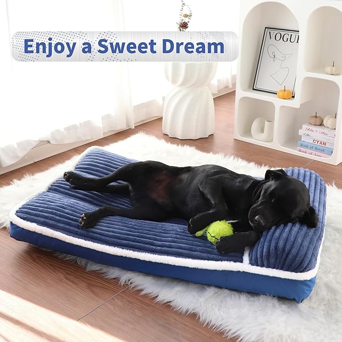 KHONSU PET Dog Couch Sofa Bed with Pillow – Orthopedic Memory Foam Dog Bed for Indoor Use Removable Washable Cover, Supportive Puppy Couch, Blue, L