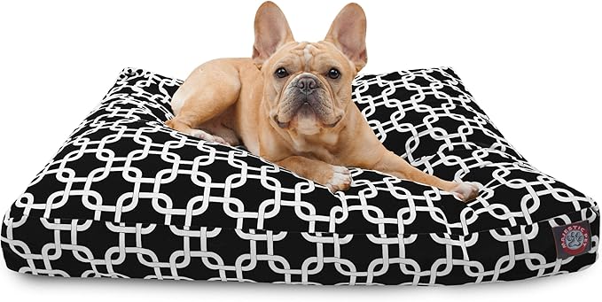 Black Links Small Rectangle Indoor Outdoor Pet Dog Bed With Removable Washable Cover By Majestic Pet Products