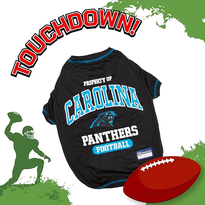 NFL Carolina Panthers Dog T-Shirt for Pets, Size Medium. Officially Licensed Pet Shirt with Team Logo, Soft Stretchable Comfort Fit Apparel for Dogs & Cats