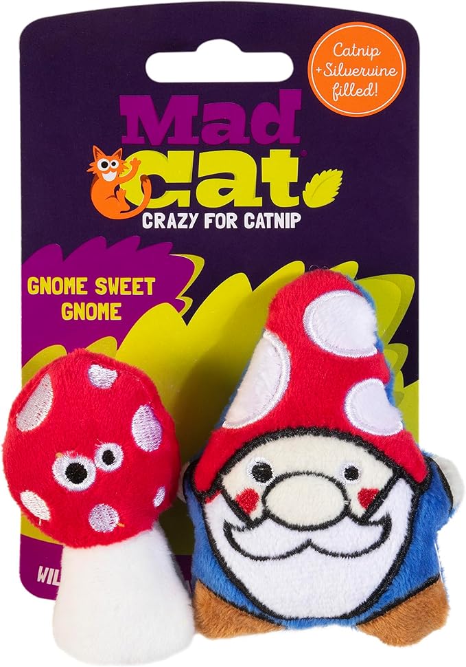 Mad Cat Gnome Sweet Gnome Wild and Quacky Cat Toy with Catnip, Pack of 2