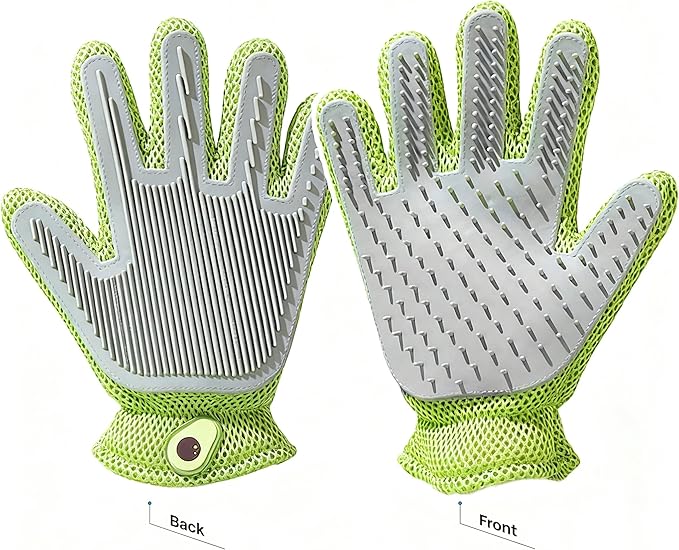MEUOMIW - Pet Grooming Glove & Hair Remover - Deshedding Brush for Shedding Control - Gentle Massage Mitt for Dogs & Cats with Long and Short Fur - Ideal for Bathing and Grooming (one piece)