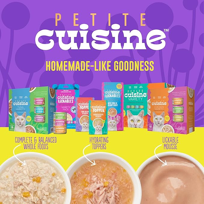 PETITE CUISINE Whole Foods Wet Cat Food, Chicken & Sweet Potato Entree in Broth, 2.8 oz. Can (24 Count)