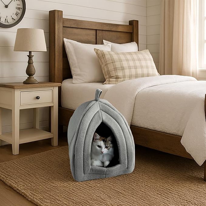 Cat House - Indoor Cat Bed with Removable Foam Cushion - Pet Tent for Kittens, Rabbits, Guinea Pigs, and Other Small Animals by PETMAKER