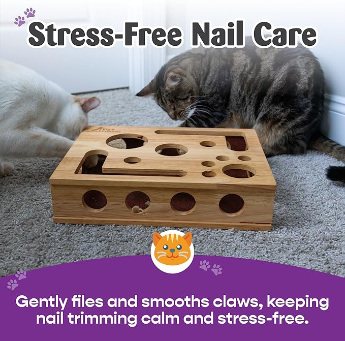 The Original Fig & Friends Cat Nail File Scratch Enrichment Box: Stress Free Alternative to Clippers and Grinders
