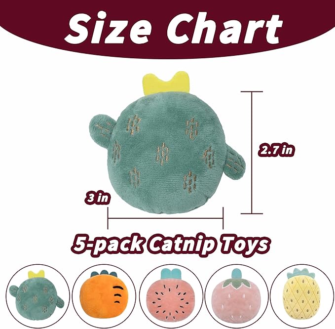 5pcs Catnip Toys, Funny cat Toys, bite Resistant cat Toys, Indoor Cartoon cat Toys for cat,cat chew Toys