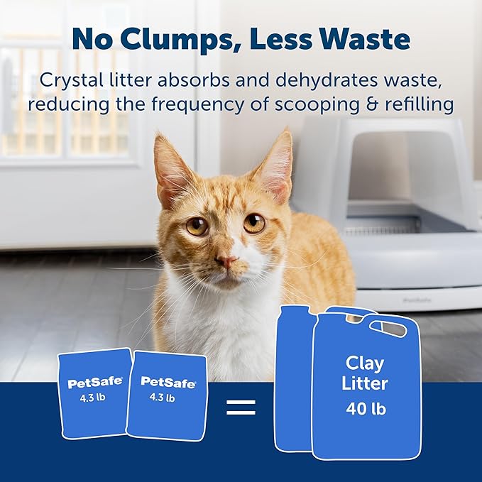 PetSafe ScoopFree Premium Crystal Cat Litter - Outperforms Clay Litter - Refill Packs - Reusable Tray Compatible - Lavender Scent - 4.3 lb Bags - 2 Pack