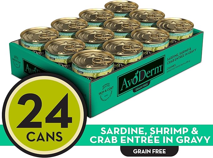 AvoDerm Natural Grain Free Sardine, Shrimp & Crab Entrée in Gravy Wet Cat Food 3 oz