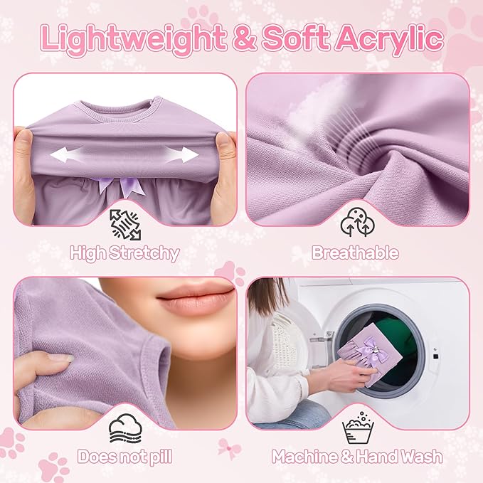 YUDODO Dog Dress Sleeveless Cat Dresses Breathable Dog Clothes for Small Dogs Girl Bowtie Puppy Dress with Cute Skirt Hem Lightweight Summer Dogs Dresses Soft & Does Not Pill Purple M