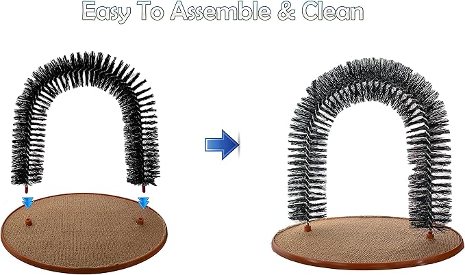 Perfect Cat Self Grooming Arch Toy & Post with Cat Mouse Toy, Bristles, Scratch Pad and Catnip - for Scratching, Brushing, and Massaging - Prevents Furniture Damage & Promotes Healthier Indoor Cats