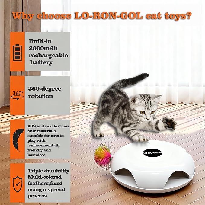 Interactive Whack-a-Mole Cat Toy — Automatic Mushroom Feather Pop-Up Play Toy for Cats, Cognitive Stimulation & Exercise, Durable Pet Entertaining Game (White)